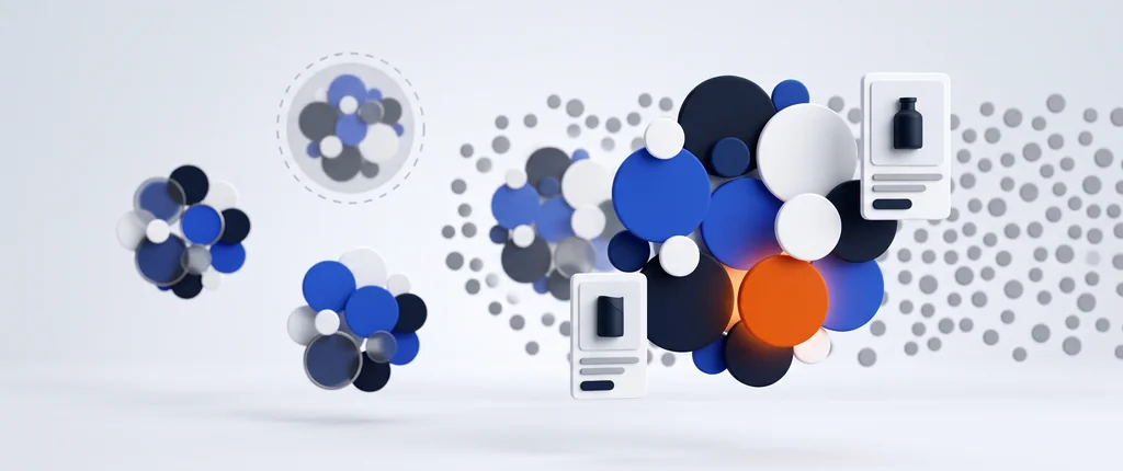 A broad audience field resolved into distinct segments, one held out and each matched to its own creative